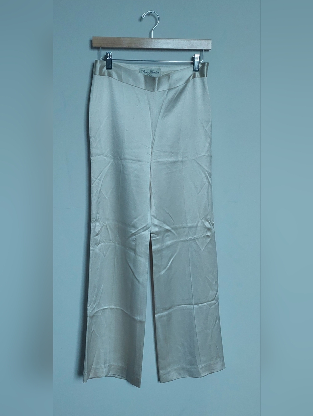 Vintage Paris Gordon Collection Silk Wide Leg Pants in Champagne Size Small
